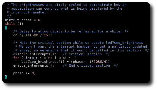 Screen shot of example source code